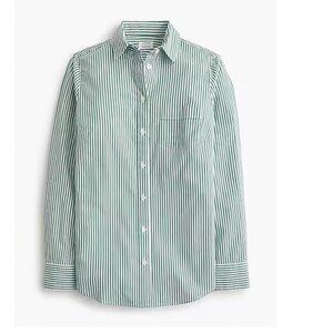 NWT Jcrew cotton-blend shirt | Striped Green White | XXS